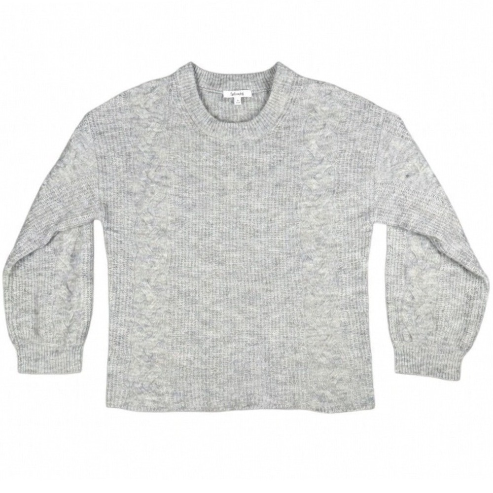 Splendid Collection Women's XS Wool Blend‎ Cable Knit Sweater Acrylic Light Gray
